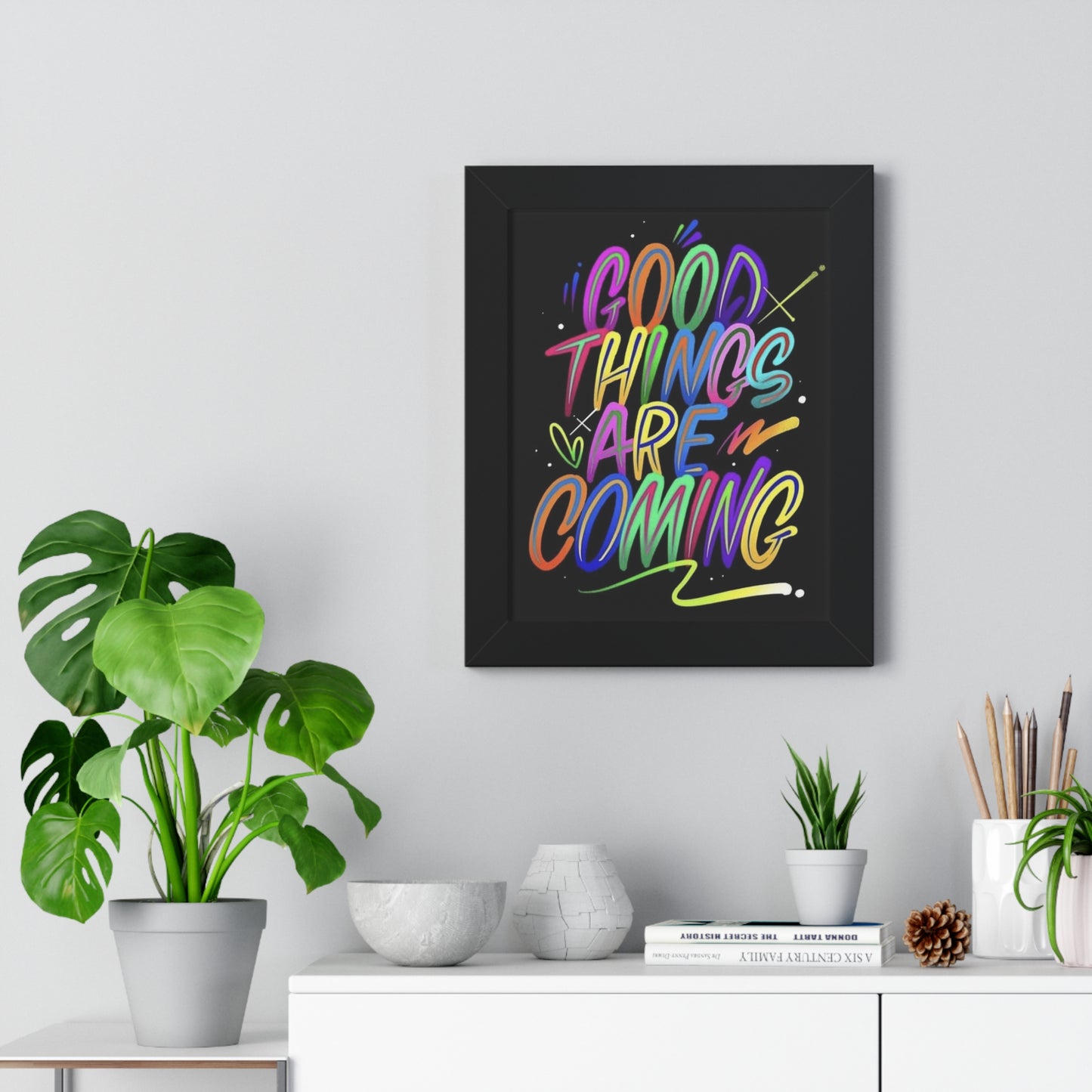 Motivational Framed Vertical Poster - 'Good Things Are Coming'