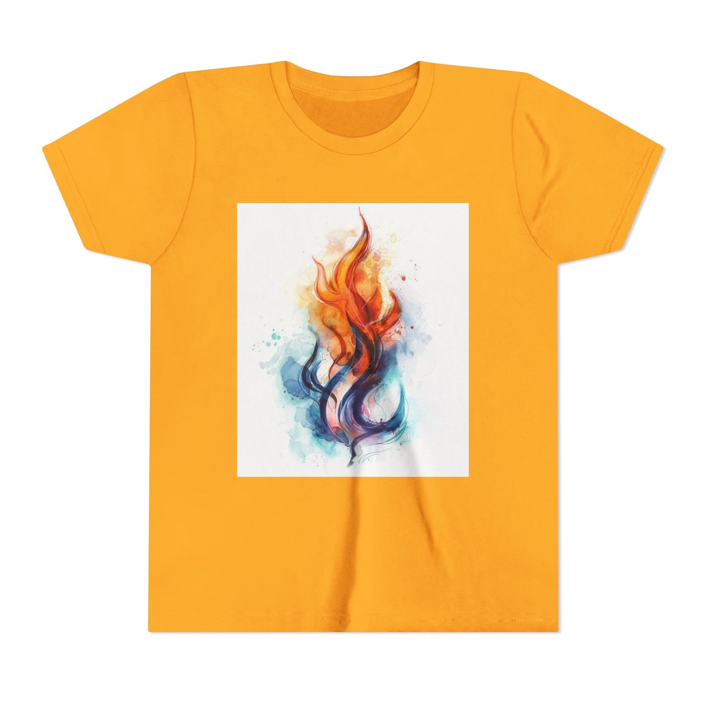 Youth Flame Art Tee, Cool Graphic Shirt for Kids, Summer Wear, Festival Style, Gift for Young Fire Enthusiasts, Unisex Top