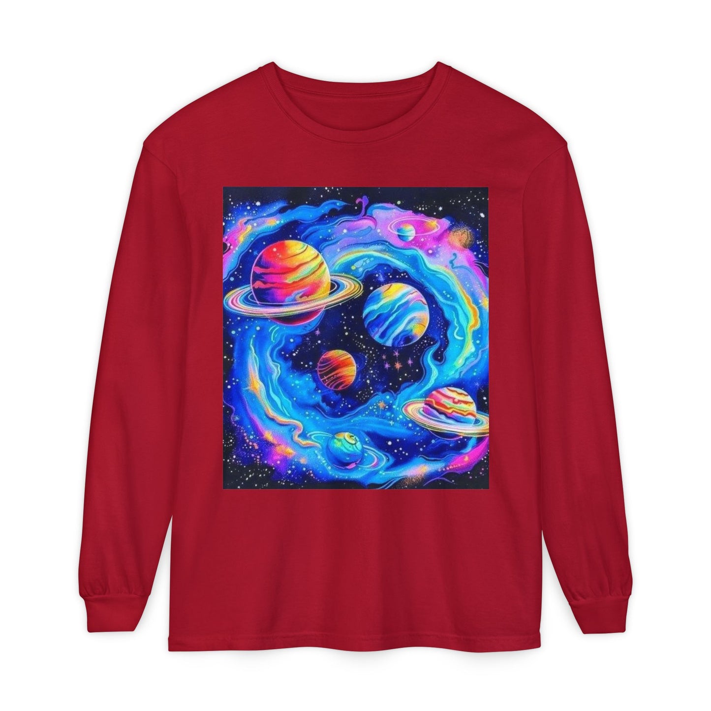 Galaxy Planets Long Sleeve T-Shirt for Cosmic Enthusiasts