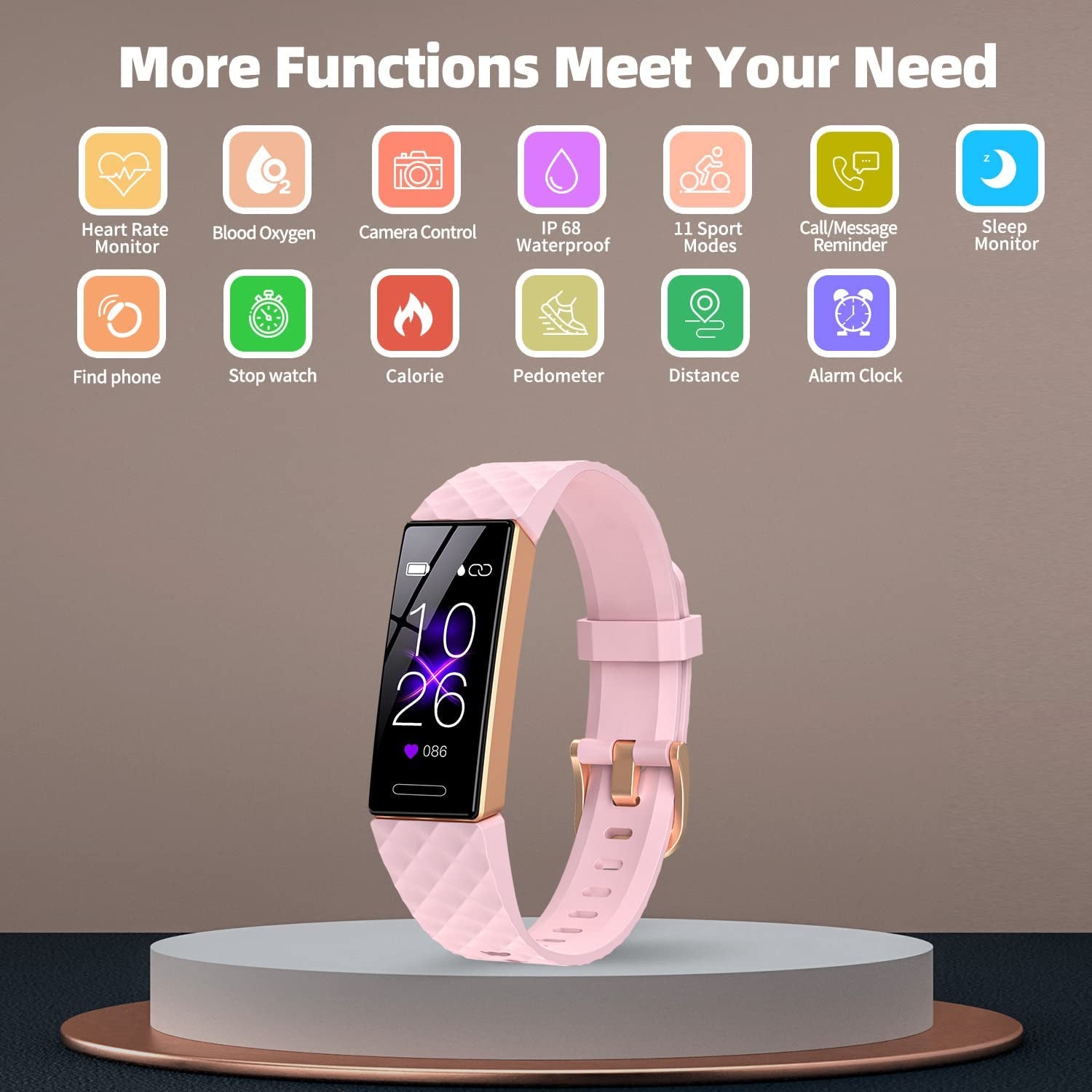 Fitness Tracker, Fitness Watch Activity Tracker with Pedometers, Heart Rate & Sleep Monitor, Stopwatch, Step Calorie Counter, Blood Oxygen, IP68 Waterproof Tracker Watch for Man and Women(Pink)