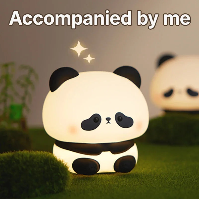 Cute Panda LED Night Light, Silicone Night Light, USB Rechargeable, Touch Night Lamp, Bedroom Timing Lamp Decoration, Children'S