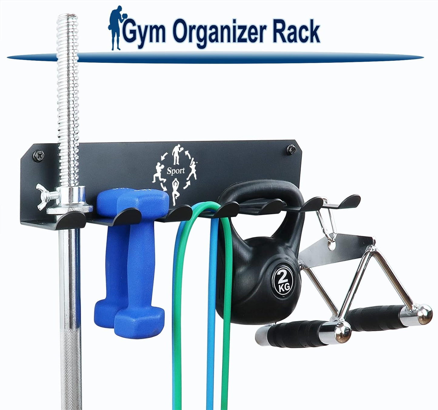 Gym Storage Rack,Home Gym Organizer Resistance Band Storage Rack Gym Wall Rack Hanger for Gym Accessories Olympic Barbells, Workout Bands, Yoga Foam Roller or Tools … (Black-16")