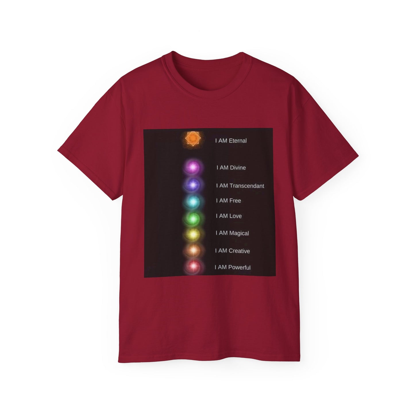 Inspirational Chakra Affirmation Tee, Spiritual T-Shirt, Unisex Motivational Shirt, Gift for Yoga Lovers, Wall Art T-Shirt