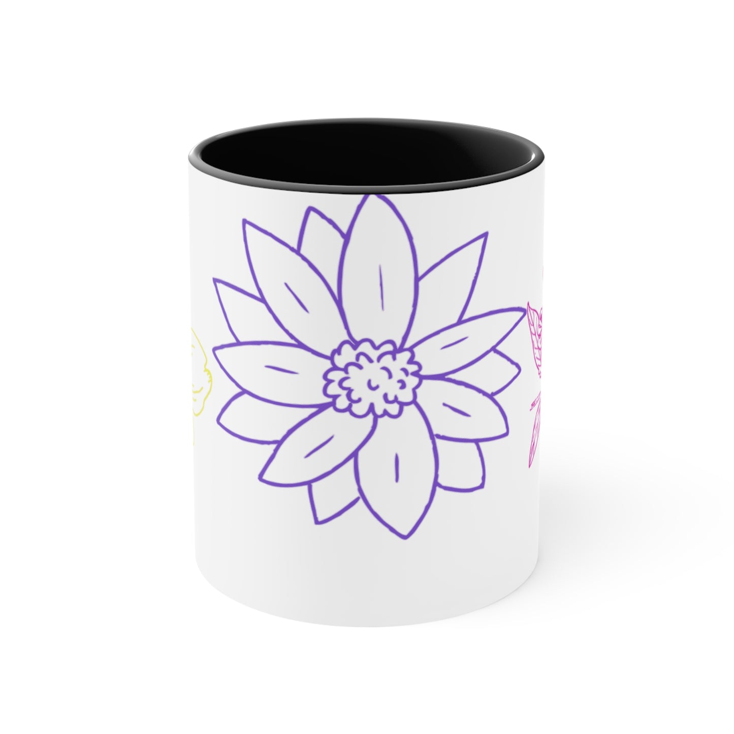 Floral Accent Mugs: Cheerful Coffee Cups, Botanical Drinkware for Garden Lovers, Unique Gifts for Birthdays, Spring Decor, Self-Care