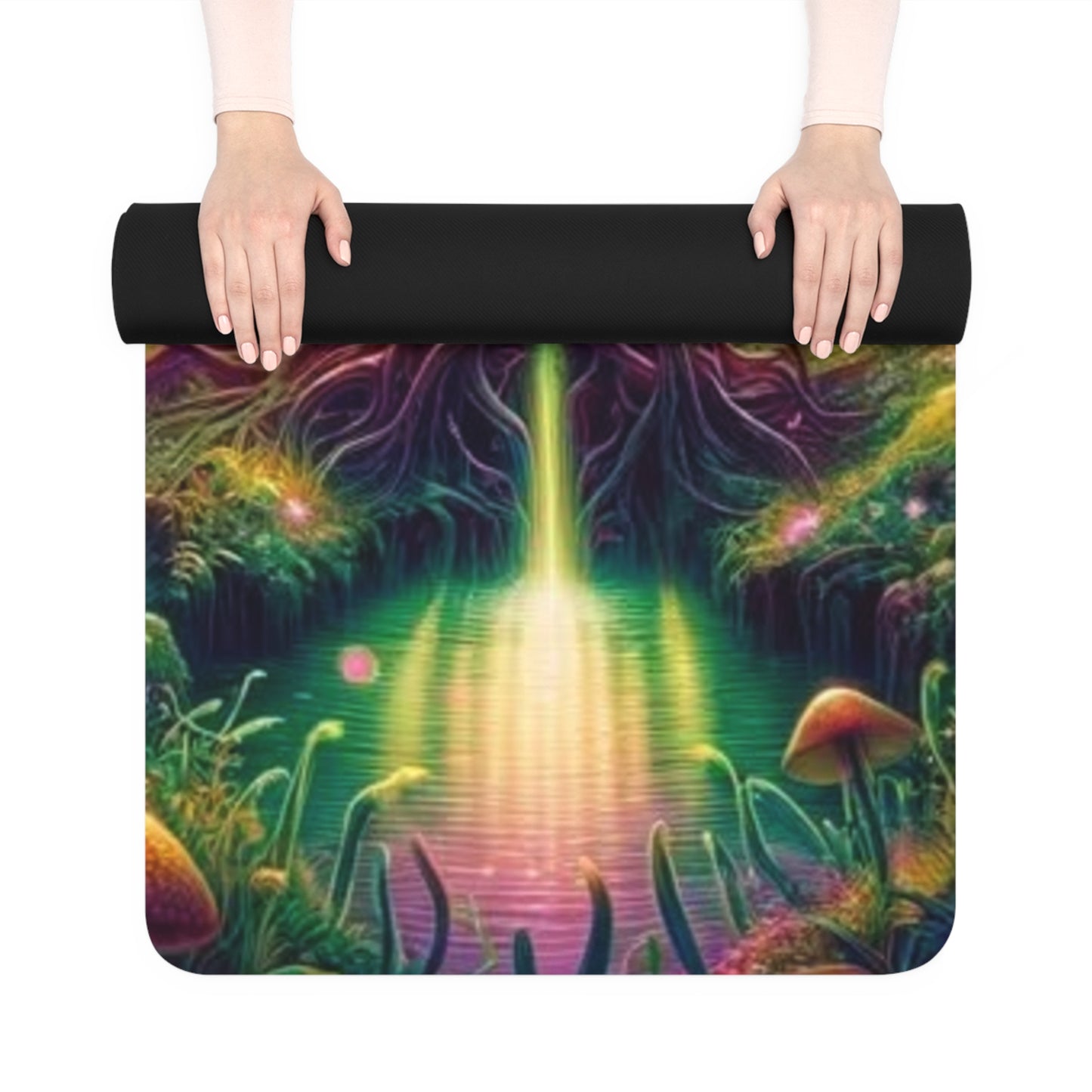 Vibrant Spiritual Rubber Yoga Mat - Eco-Friendly Exercise & Meditation Surface