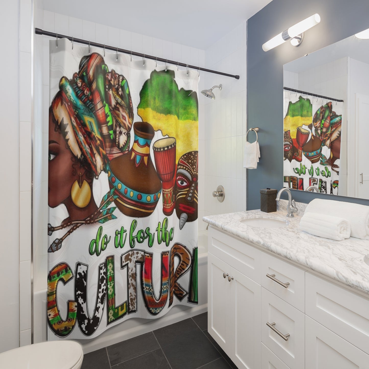 Cultural Vibe Shower Curtain - "Do It For The Culture" African Print Decor