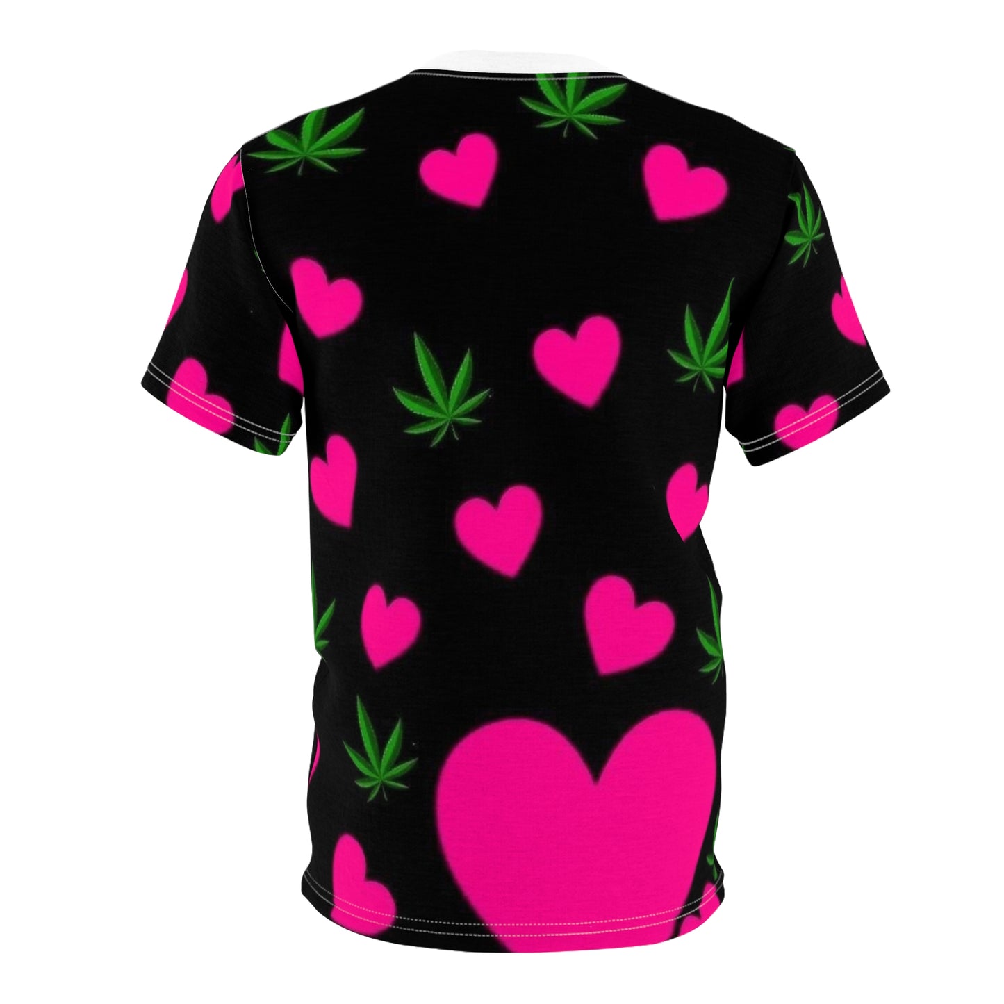 Pink Hearts & Cannabis Unisex Tee - Love & Vibes Shirt