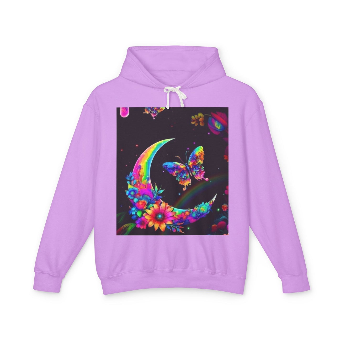 Colorful Floral Moon and Butterfly Unisex Lightweight Hoodie