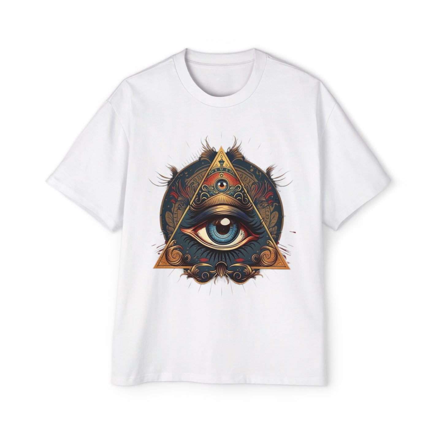 Mystical Eye Graphic Tee, Oversized Men&#039;s T-Shirt, Bohemian Style, Spiritual Symbol, Unique Gift for Him, Casual Wear