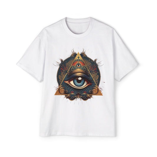 Mystical Eye Graphic Tee, Oversized Men&#039;s T-Shirt, Bohemian Style, Spiritual Symbol, Unique Gift for Him, Casual Wear