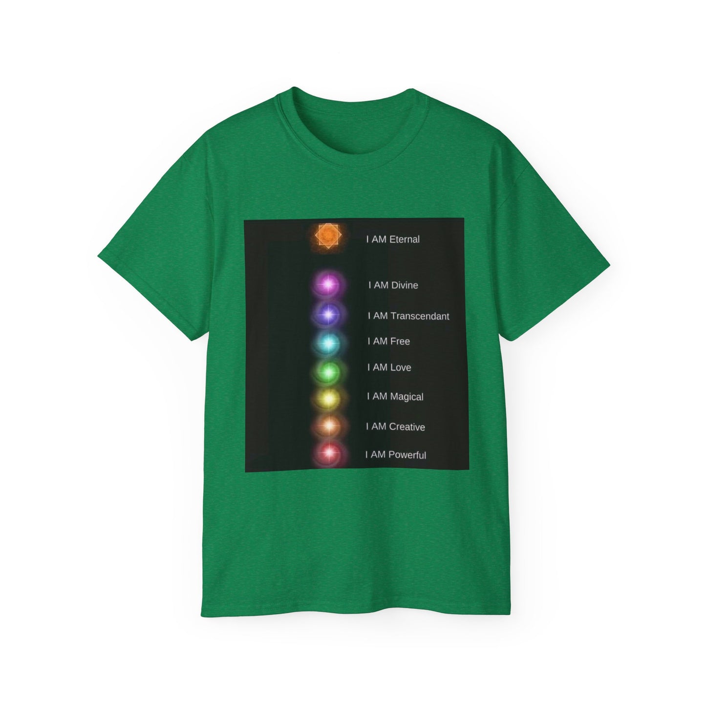 Inspirational Chakra Affirmation Tee, Spiritual T-Shirt, Unisex Motivational Shirt, Gift for Yoga Lovers, Wall Art T-Shirt