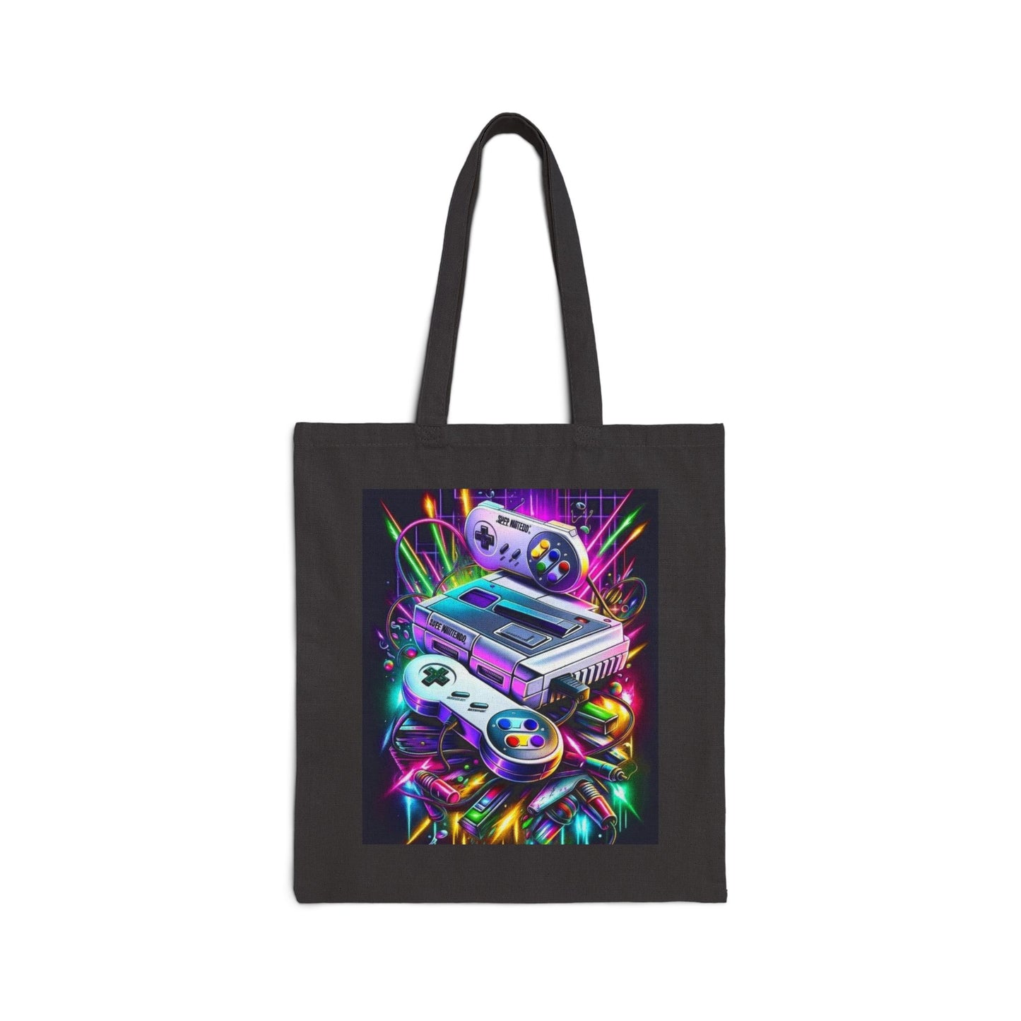 Retro Gaming Canvas Tote Bag - Colorful Console Design