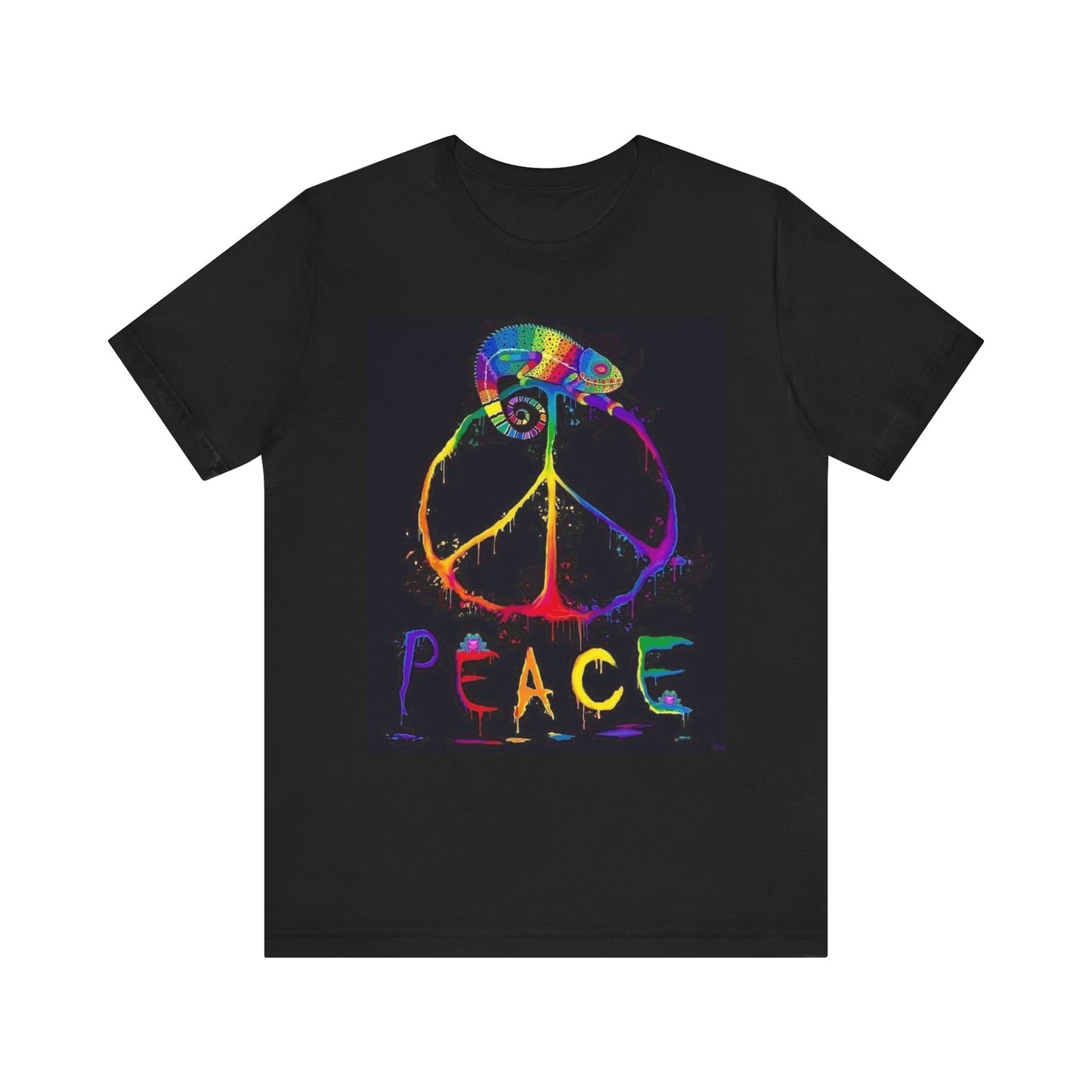 Rainbow Chameleon Peace Tee - Unisex Short Sleeve T-Shirt