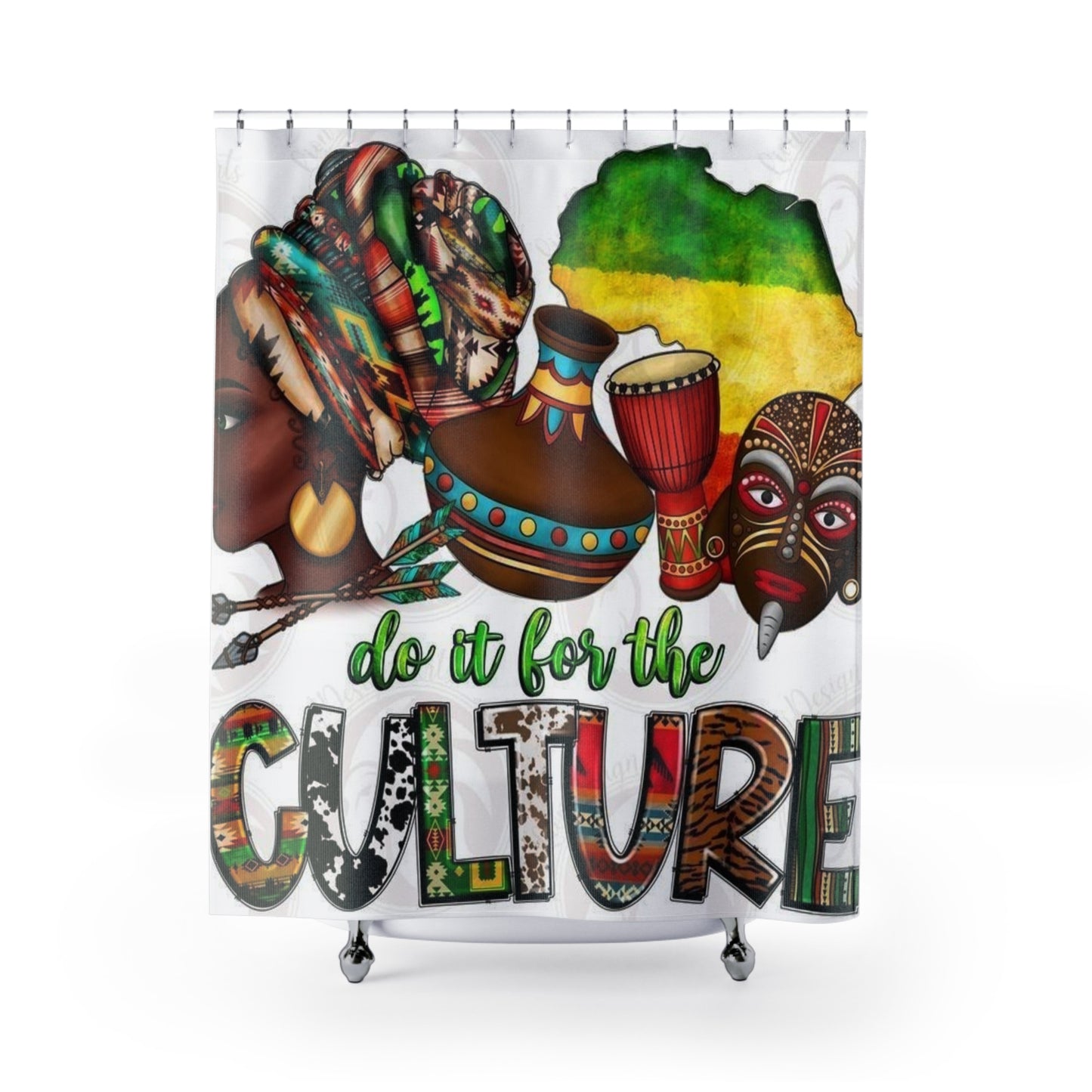 Cultural Vibe Shower Curtain - "Do It For The Culture" African Print Decor