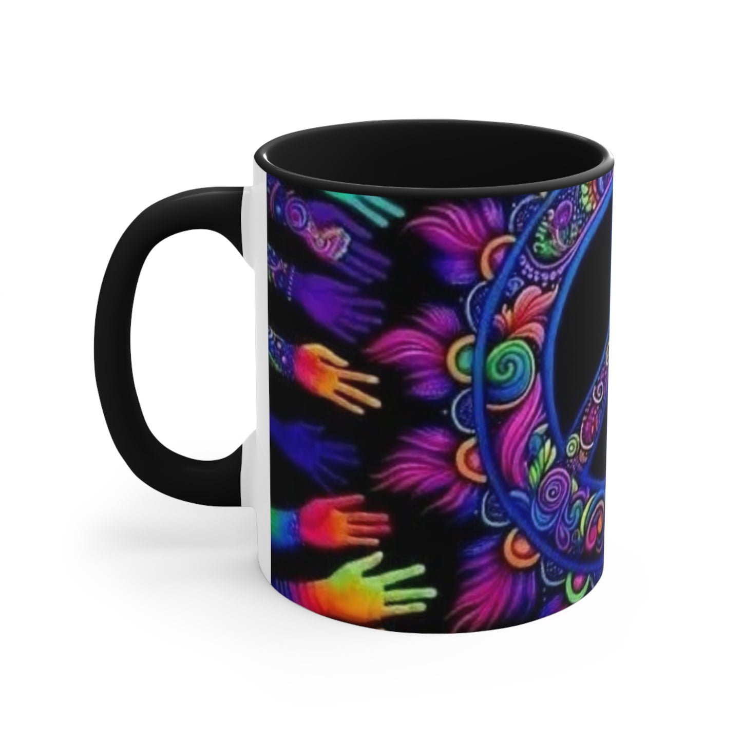 Colorful Peace Sign Accent Mug – Vibrant Bohemian Design for Tea and Coffee Lovers