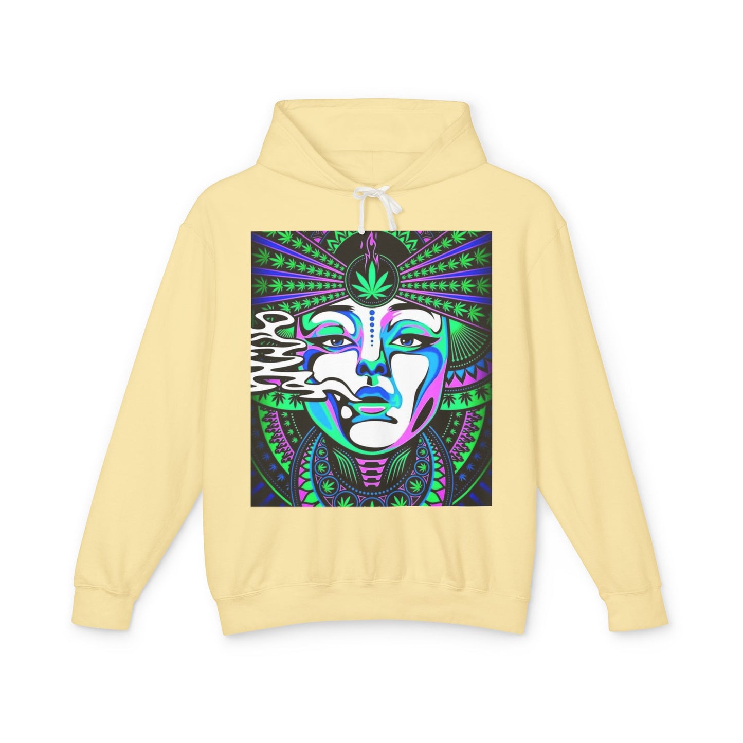 Mystical Vibes Unisex Lightweight Hooded Sweatshirt with Psychedelic Design