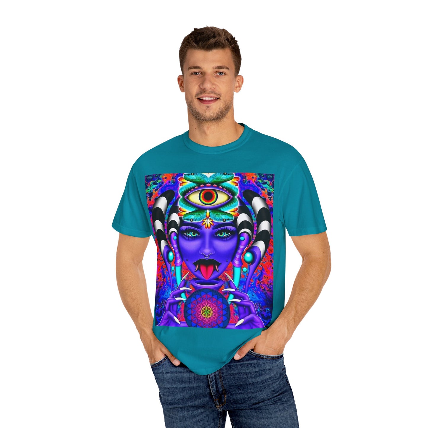 Psychedelic Goddess Unisex T-Shirt - Colorful Spiritual Art Tee