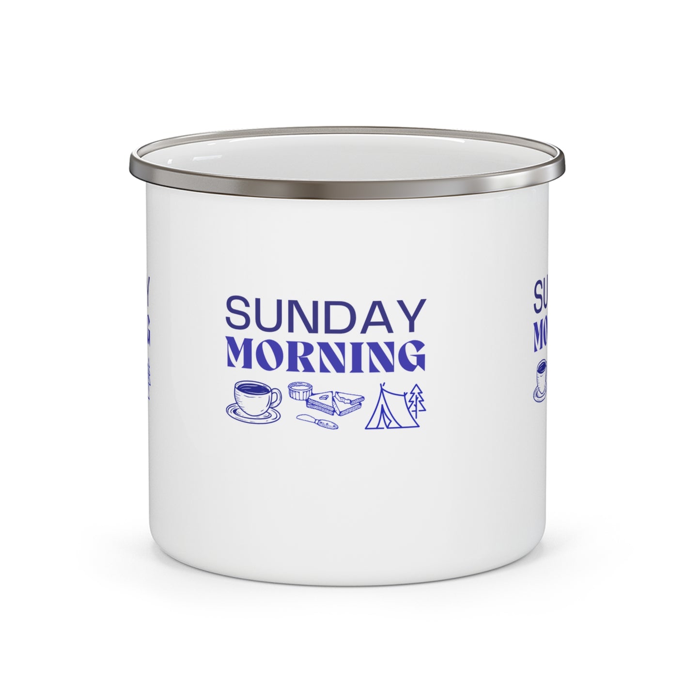 Sunday Morning Enamel Camping Mug - Perfect for Outdoor Lovers, Campers, Coffee Enthusiasts, Gifts, and Adventures