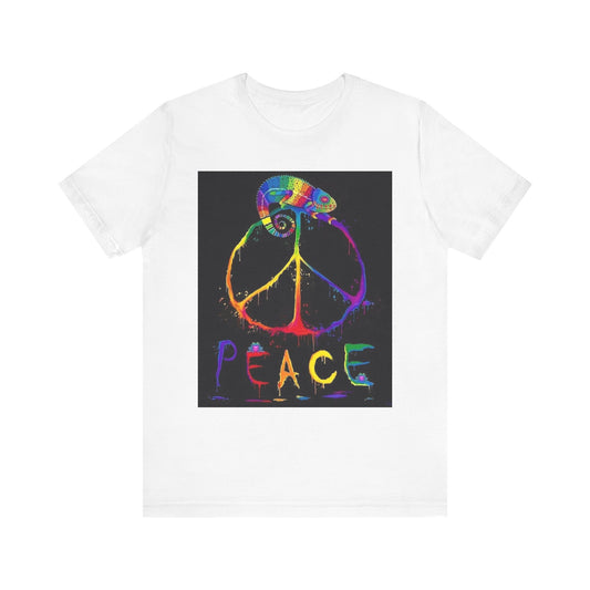 Rainbow Chameleon Peace Tee - Unisex Short Sleeve T-Shirt