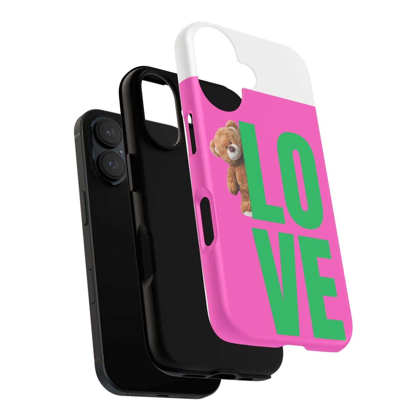 Cute Love Phone Case - Pink Bear Design | Tough Cases