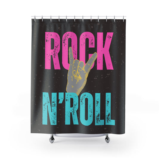 Rock 'N' Roll Shower Curtain – Bold Music Theme for Bathroom Decor