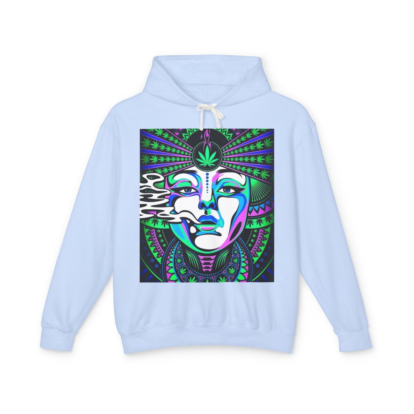 Mystical Vibes Unisex Lightweight Hooded Sweatshirt with Psychedelic Design