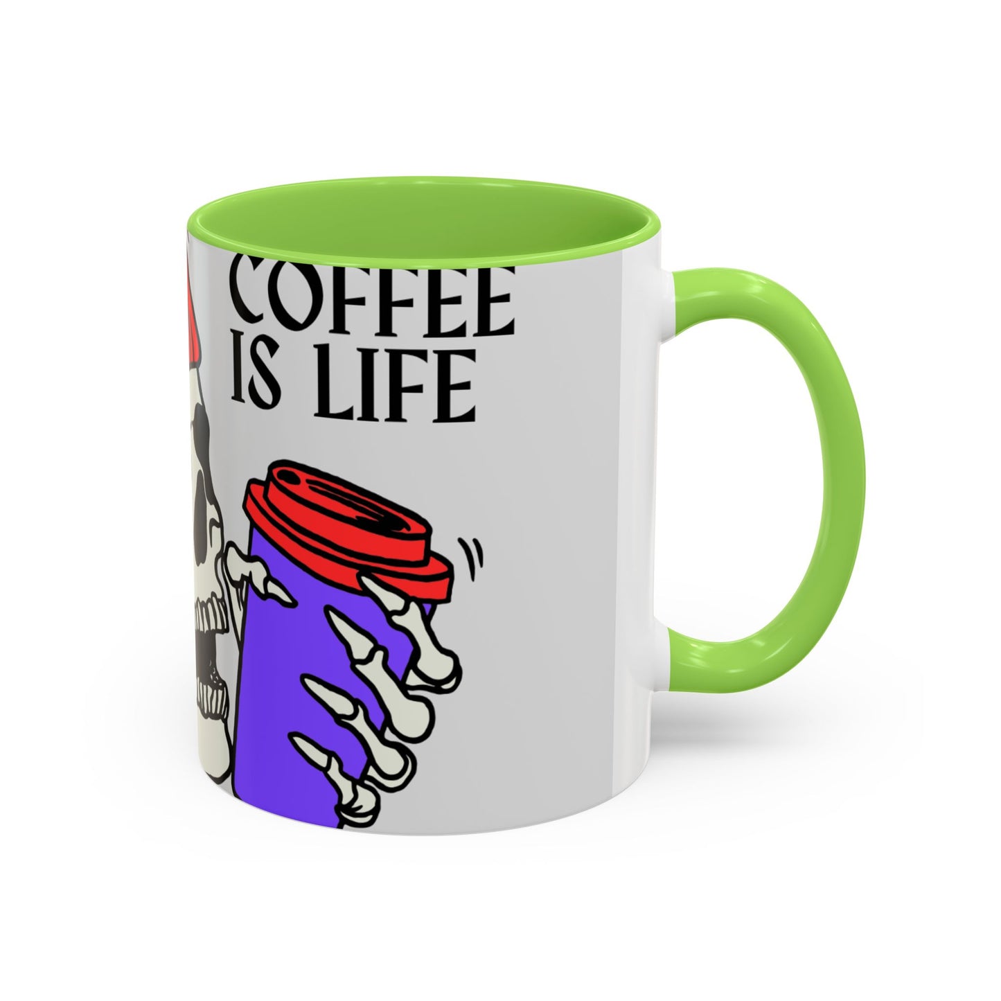 Skeleton Coffee Mug - Coffee is Life Gift, Colorful Skull Mug, Halloween Decor, Quirky Kitchenware, Unique Present Idea