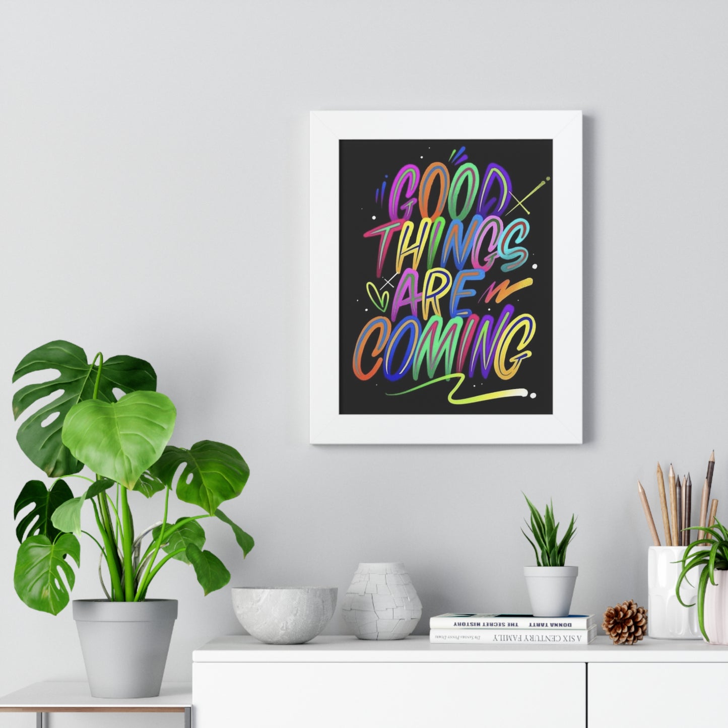 Motivational Framed Vertical Poster - 'Good Things Are Coming'