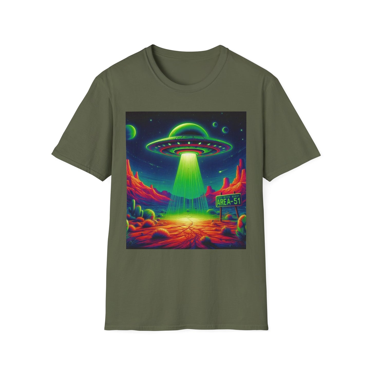 Retro Alien Utopia Tee - Unisex Softstyle T-Shirt, Sci-Fi Graphic Shirt, Area 51 Theme, UFO Lover Gift, Casual Wear