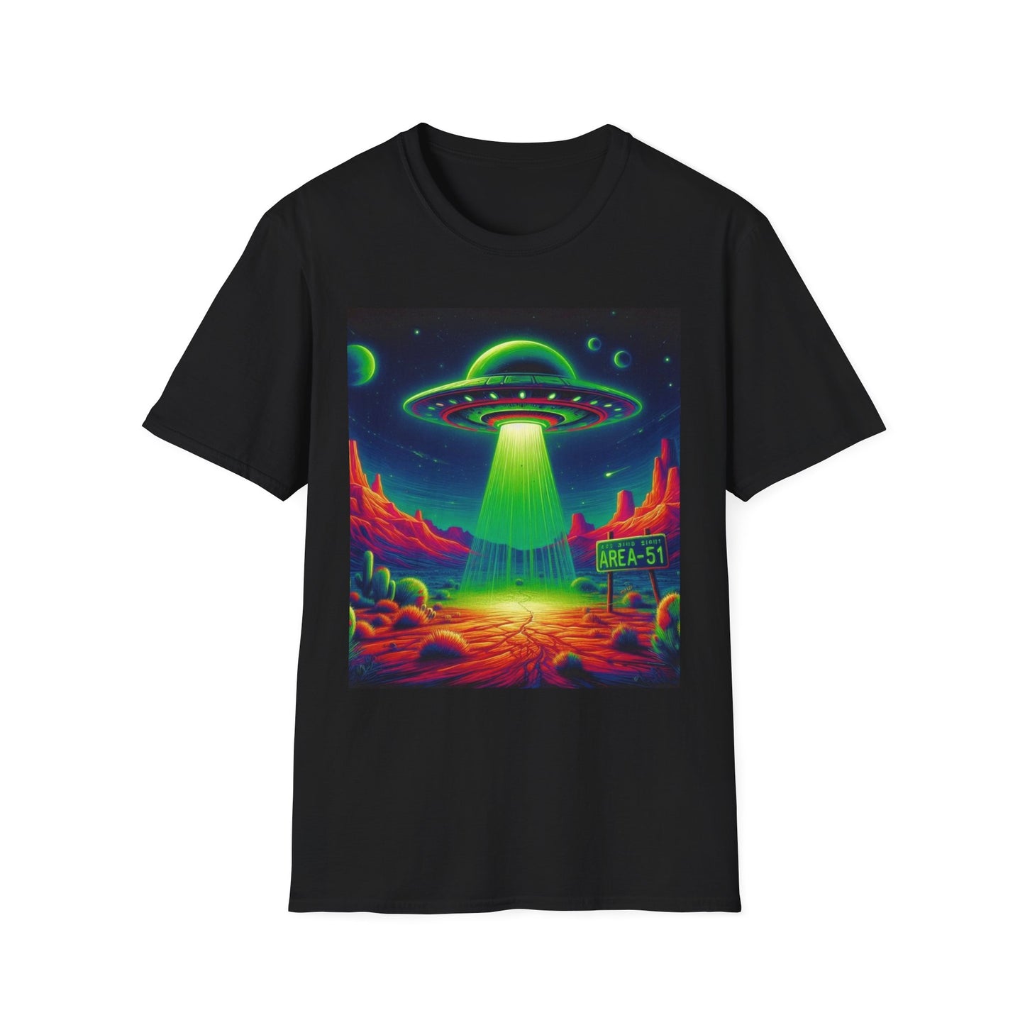 Retro Alien Utopia Tee - Unisex Softstyle T-Shirt, Sci-Fi Graphic Shirt, Area 51 Theme, UFO Lover Gift, Casual Wear