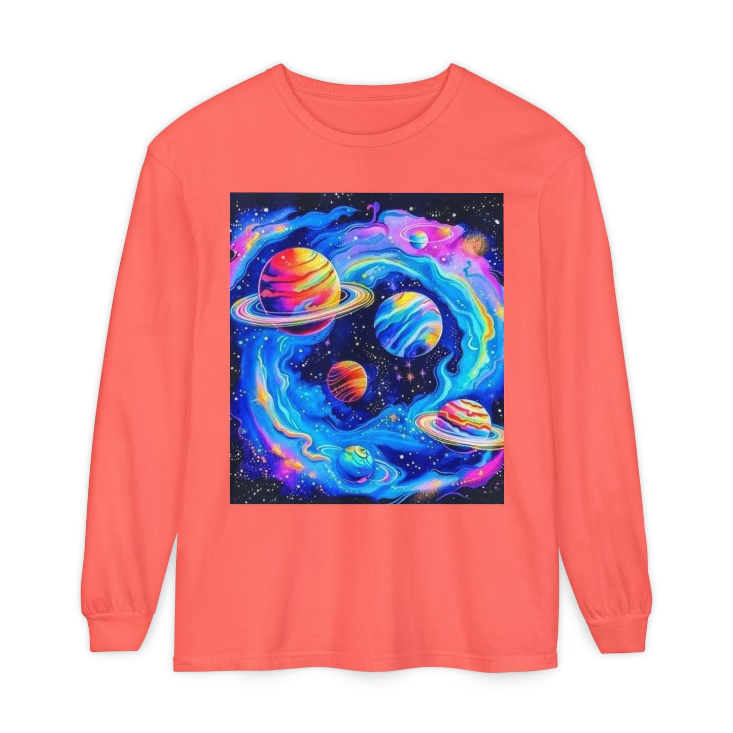 Galaxy Planets Long Sleeve T-Shirt for Cosmic Enthusiasts