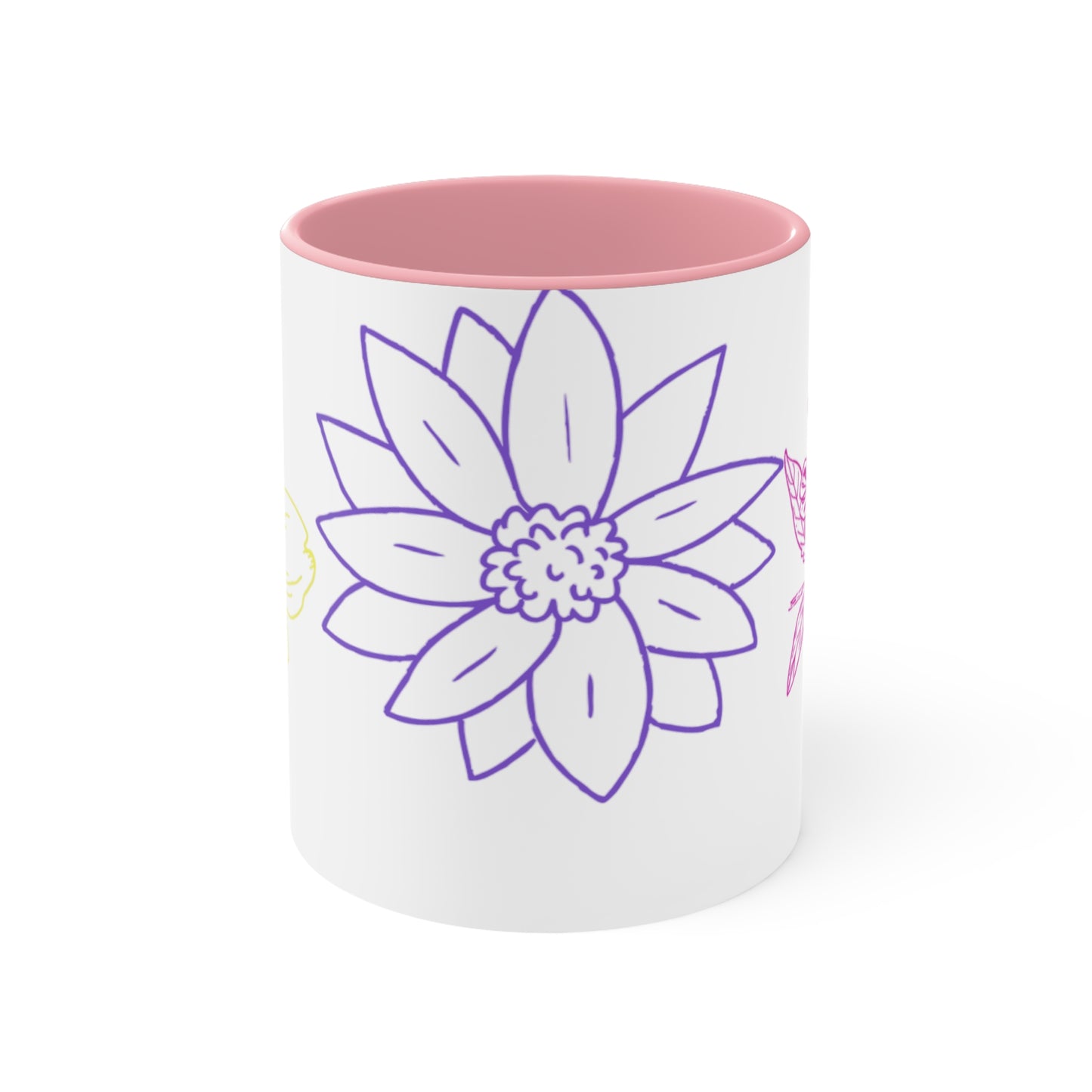 Floral Accent Mugs: Cheerful Coffee Cups, Botanical Drinkware for Garden Lovers, Unique Gifts for Birthdays, Spring Decor, Self-Care