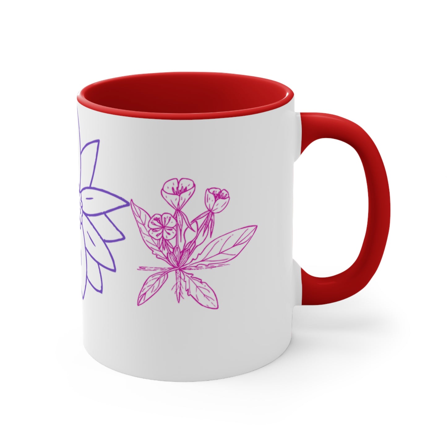 Floral Accent Mugs: Cheerful Coffee Cups, Botanical Drinkware for Garden Lovers, Unique Gifts for Birthdays, Spring Decor, Self-Care