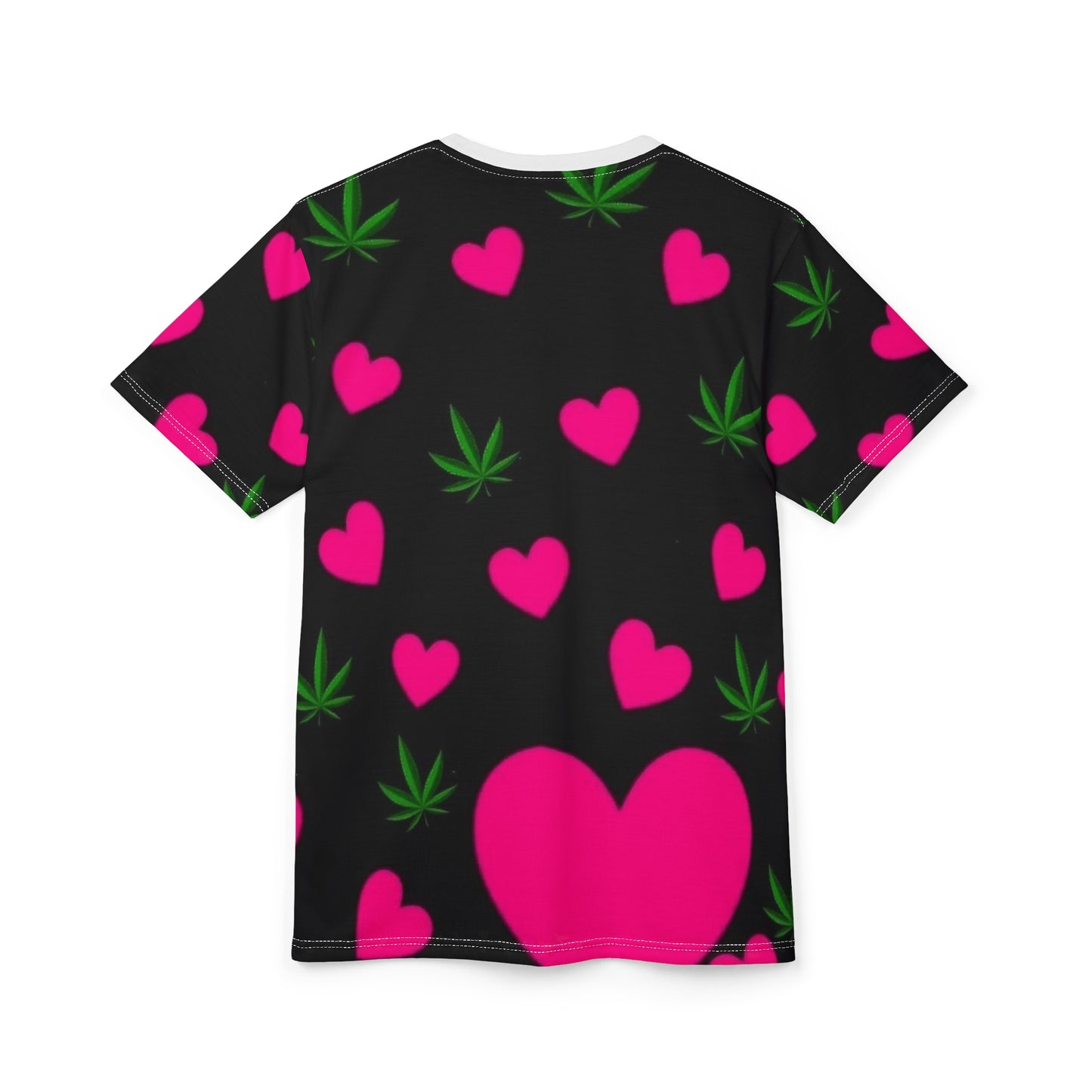 Pink Hearts & Cannabis Unisex Tee - Love & Vibes Shirt