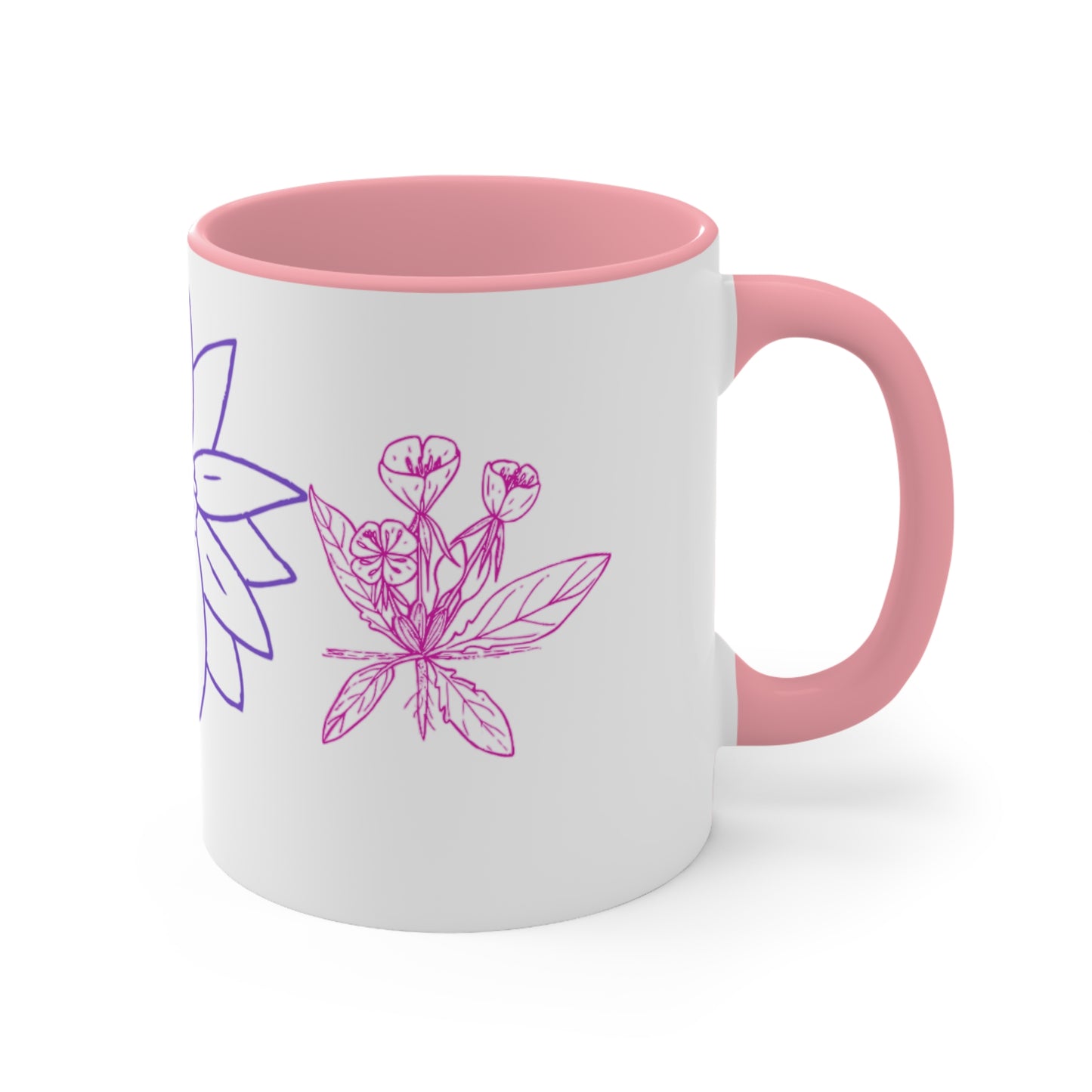 Floral Accent Mugs: Cheerful Coffee Cups, Botanical Drinkware for Garden Lovers, Unique Gifts for Birthdays, Spring Decor, Self-Care