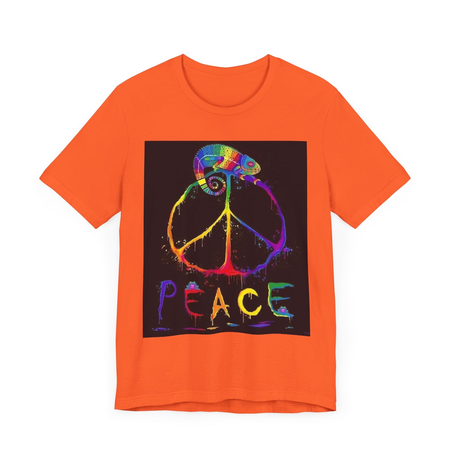 Rainbow Chameleon Peace Tee - Unisex Short Sleeve T-Shirt