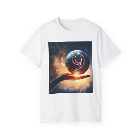 Cosmic 9 Graphic Tee, Unisex Earth Universe Cotton Shirt, Perfect for Space Lovers, Gift for Birthdays, Casual Wear, Sci-Fi Apparel