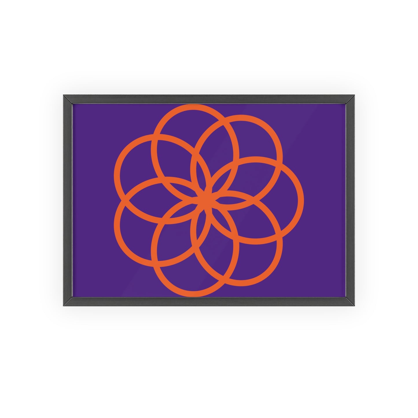 Purple and Orange Geometric Art Print with Wooden Frame