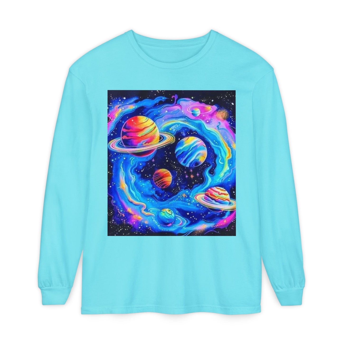 Galaxy Planets Long Sleeve T-Shirt for Cosmic Enthusiasts