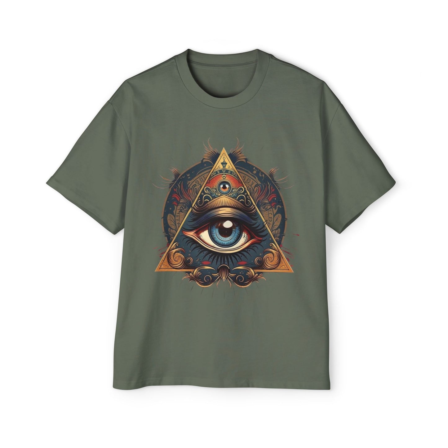 Mystical Eye Graphic Tee, Oversized Men&#039;s T-Shirt, Bohemian Style, Spiritual Symbol, Unique Gift for Him, Casual Wear