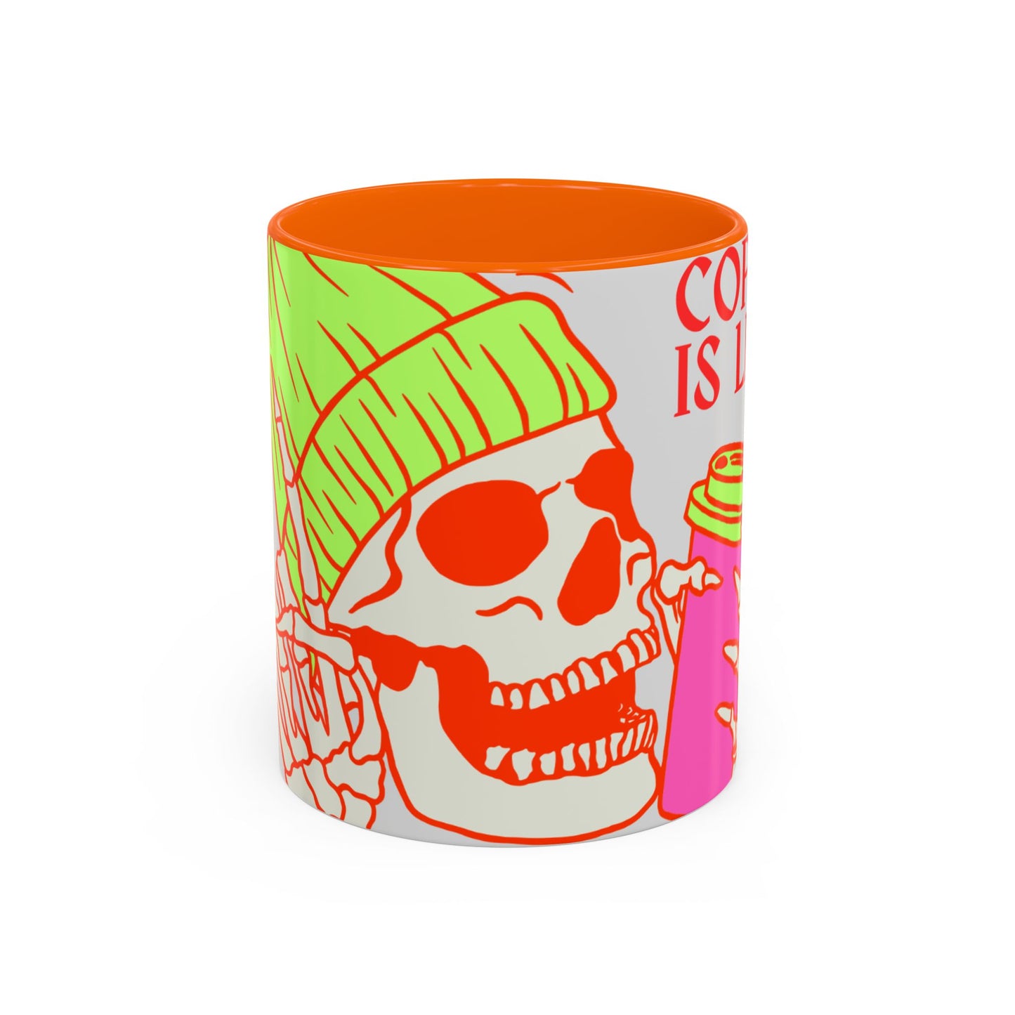 Bright Skull Coffee Mug - Coffee is Life, Cool Mug, Unique Gift, Colorful Drinkware, Goth Aesthetic, Halloween, Everyday Use