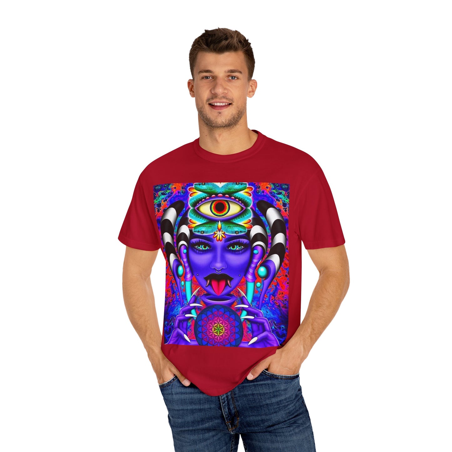 Psychedelic Goddess Unisex T-Shirt - Colorful Spiritual Art Tee