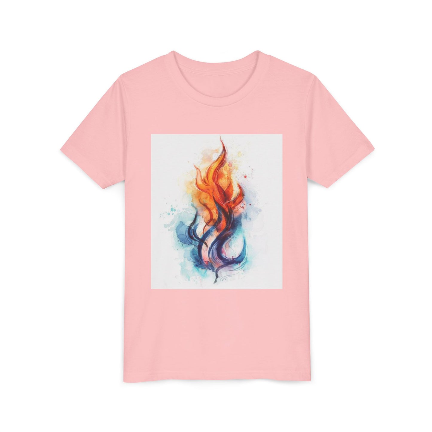 Youth Flame Art Tee, Cool Graphic Shirt for Kids, Summer Wear, Festival Style, Gift for Young Fire Enthusiasts, Unisex Top