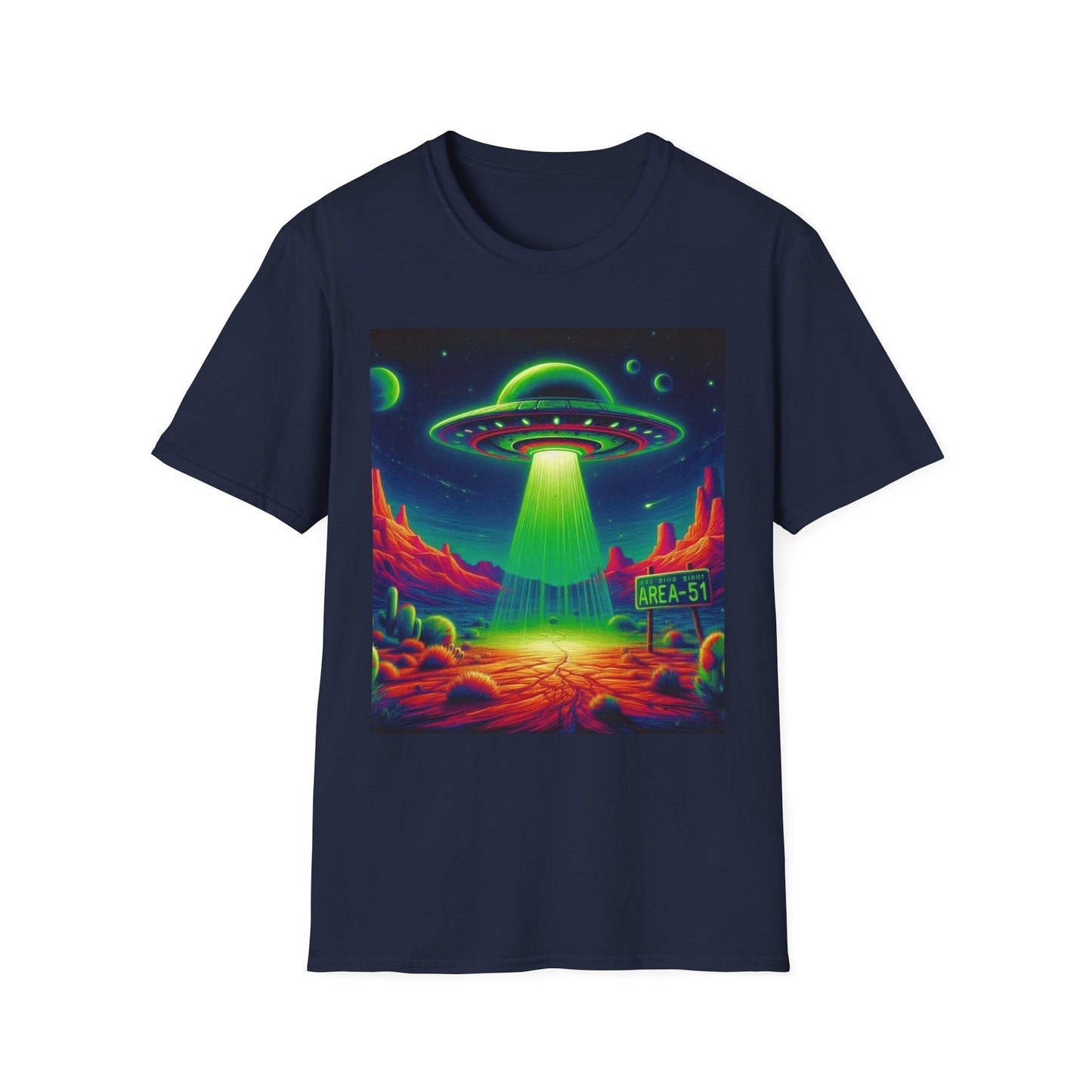 Retro Alien Utopia Tee - Unisex Softstyle T-Shirt, Sci-Fi Graphic Shirt, Area 51 Theme, UFO Lover Gift, Casual Wear