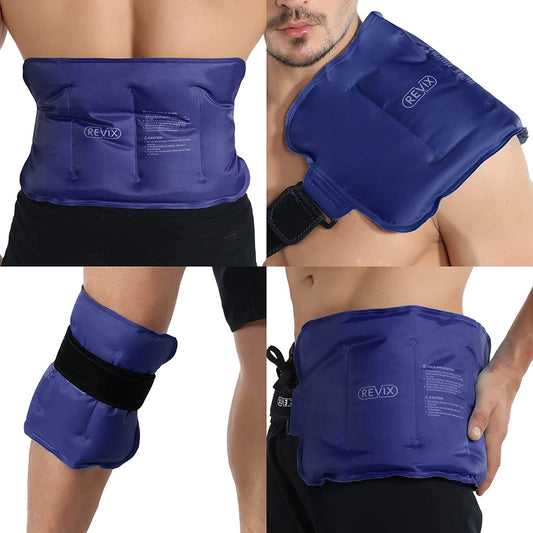 Ice Pack for Injuries Reusable Gel for Lower Back, Cold Packs for Back Shoulder, Elbow, Hip, Leg, Wrap around Entire Knee, Soft Cold Compress,16 × 9" Navy