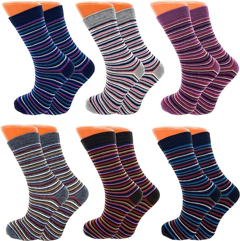 6 Pairs Women’S Colorful Combed Cotton Crew Socks – Soft, Breathable & Stylish – Size 9-11