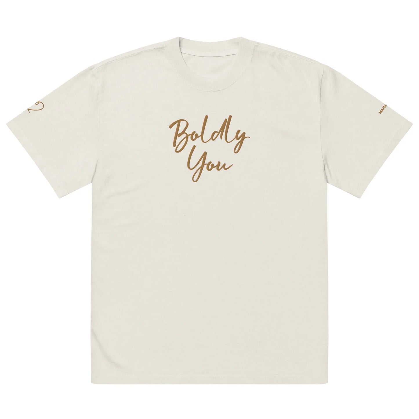 Boldly You Oversized Faded T-Shirt with Old Gold Embroidery | Oversized T-Shirt