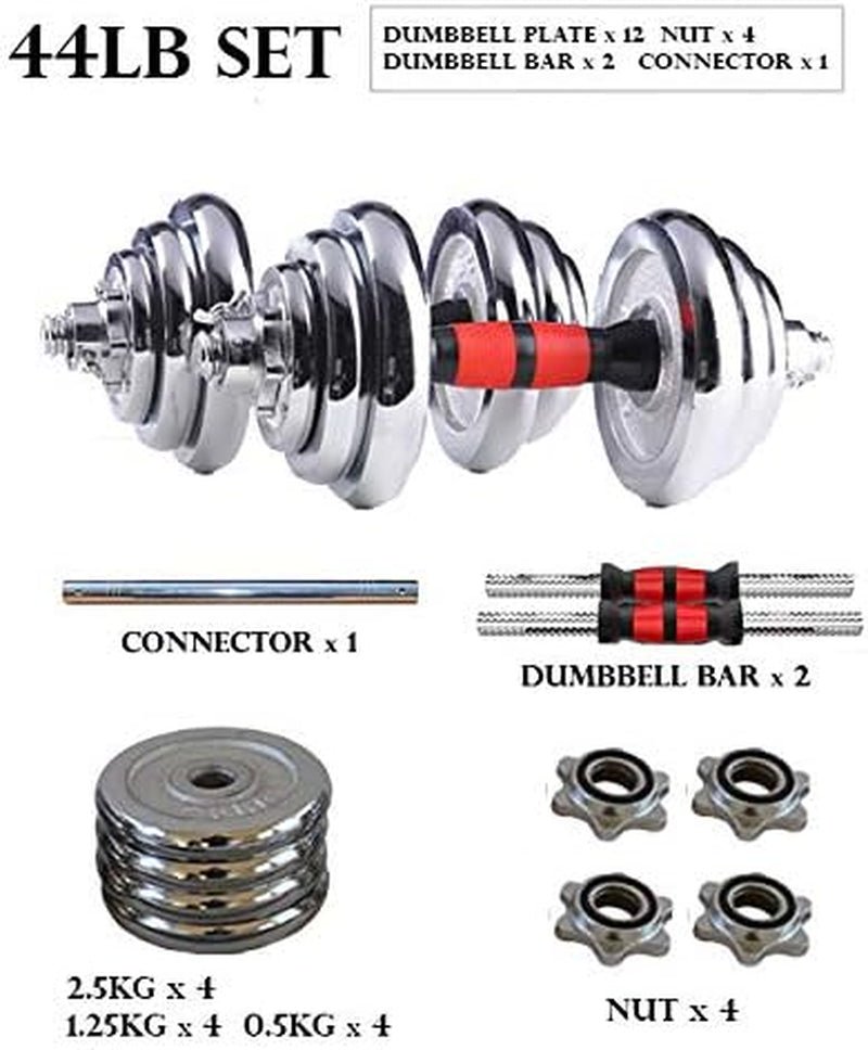 Cast Iron Adjustable Dumbbell Barbell Set (110LB/66LB/44LB), Weight with Connecting Rod 2 in 1 Home Body Workout Exercise Equipment for Men and Woman…