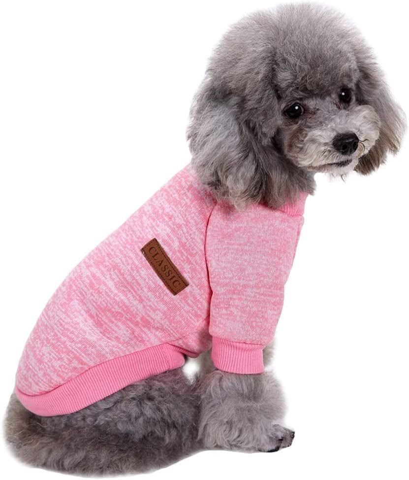 Pet Dog Classic Knitwear Sweater Warm Winter Puppy Pet Coat Soft Sweater Clothing for Small Dogs (M, Pink)