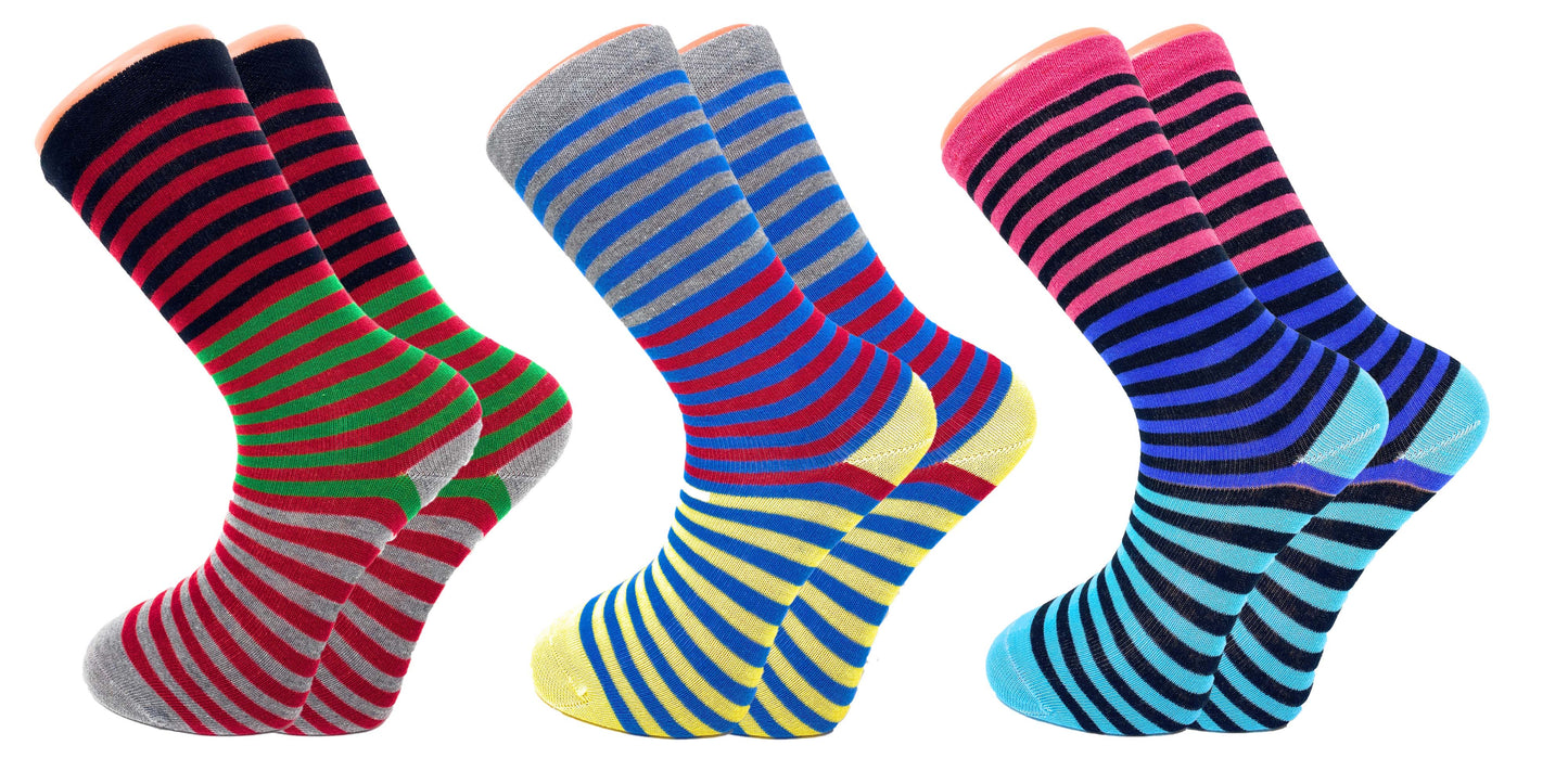 3 Pairs Colorful Fun Crazy Crew Dress Socks – Soft Cotton Blend, Novelty Pattern Socks for Men & Women